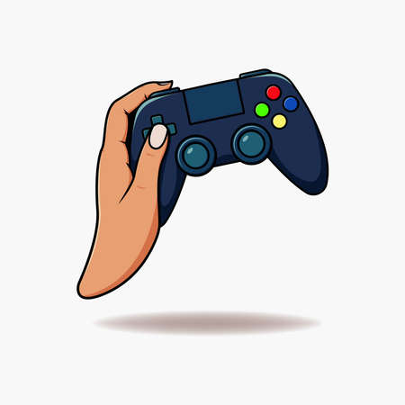 Pro gamer player holding joystick illustrationのイラスト素材