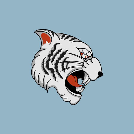 White tiger head design illustrationのイラスト素材