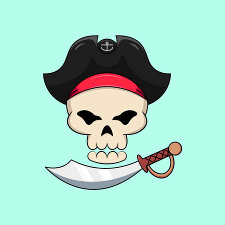 Pirate skull with sword illustrationのイラスト素材