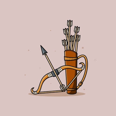 Bow and arrow weapon illustrationのイラスト素材