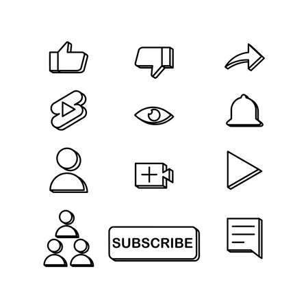 Social media notification icon set illustrationのイラスト素材