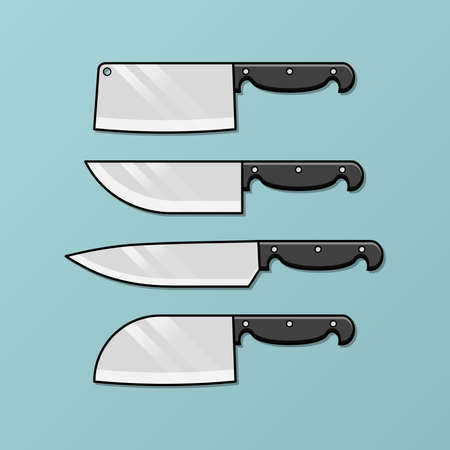 kitchen knife collection vector illustrationのイラスト素材