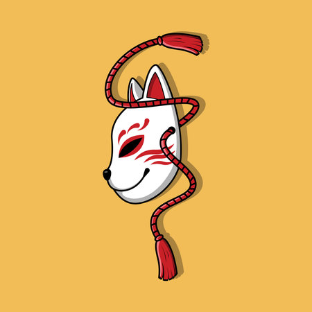 Japanese kitsune mask, Vector illustrationのイラスト素材