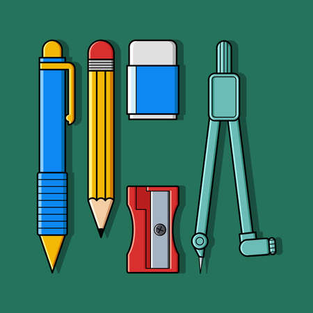 School stationery collection, Vector illustration eps.10のイラスト素材