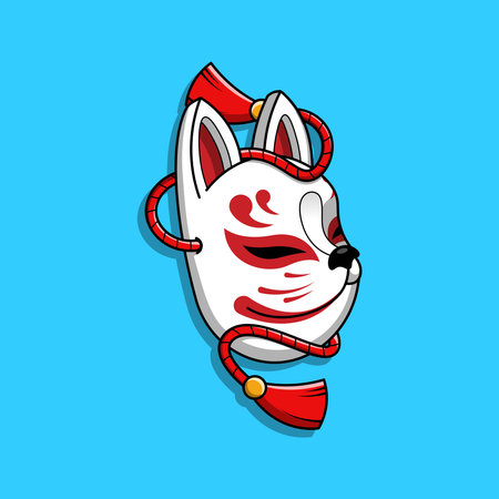Japanese kitsune mask, Vector illustrationのイラスト素材