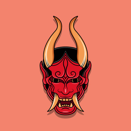 Oni japanese devil mask, Vector illustrationのイラスト素材