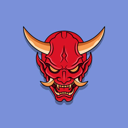 Oni japanese devil mask, Vector illustrationのイラスト素材