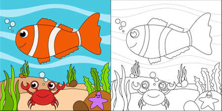 Saltwater fish suitable for children's coloring page vector illustrationのイラスト素材