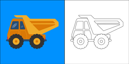 Truck construction suitable for children's coloring page vector illustrationのイラスト素材