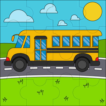 School bus suitable for children's puzzle vector illustrationのイラスト素材