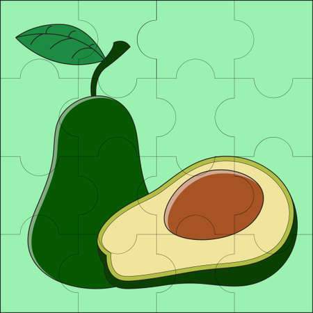 Avocado suitable for children's puzzle vector illustrationのイラスト素材