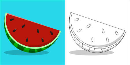 Fresh watermelon suitable for children's coloring page vector illustrationのイラスト素材