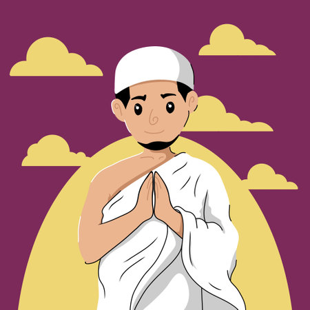Hand drawn islamic pilgrimage vector illustrationのイラスト素材