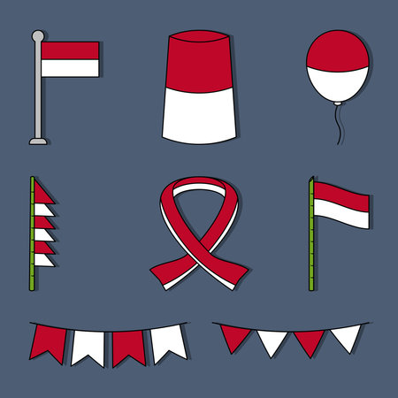 Festive bunting flags of Indonesian Independence day, independence decoration, Vector illustration eps.10のイラスト素材