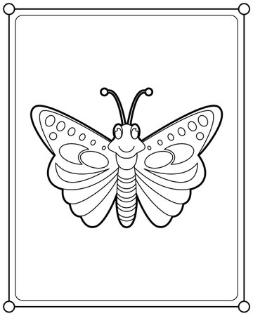 Beautiful butterfly suitable for children's coloring page vector illustrationのイラスト素材