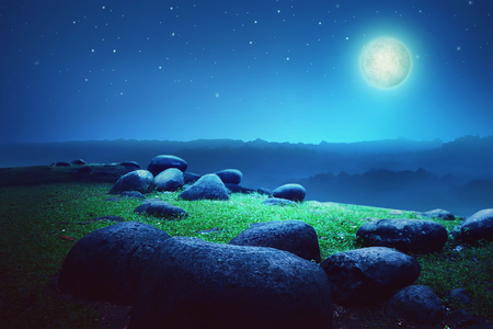 Background full moon mystic night in parkの写真素材