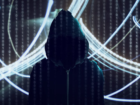 Young hacker in data security concept