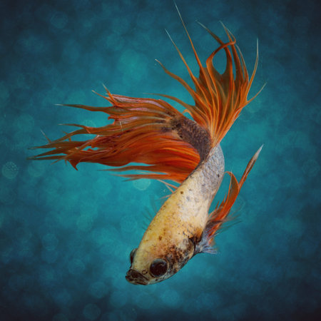 CloseUp of one siamese fighting fish in aquarium