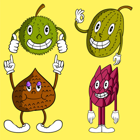 Cute vegetable characters cartoon collectionのイラスト素材
