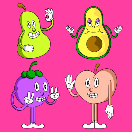 Cute vegetable characters cartoon collectionのイラスト素材