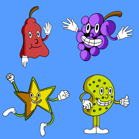 Cute vegetable characters cartoon collectionのイラスト素材