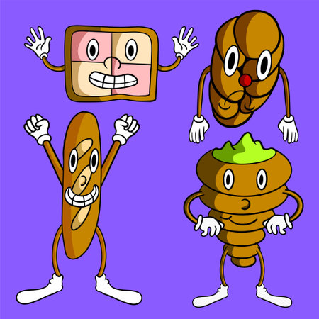 Cute vegetable characters cartoon collectionのイラスト素材