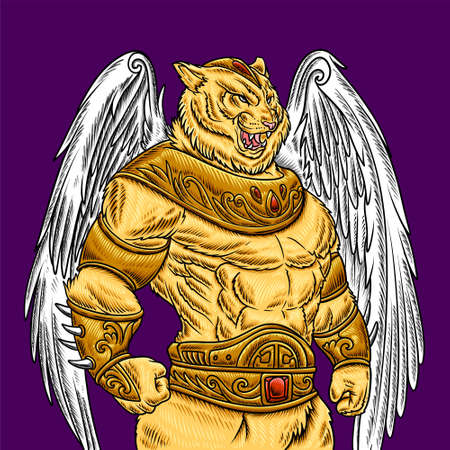 Angel tiger guardian character designのイラスト素材