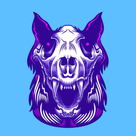 Angry wolf bone headのイラスト素材
