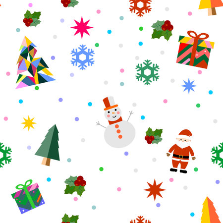 Christmas seamless pattern on white backgroundのイラスト素材