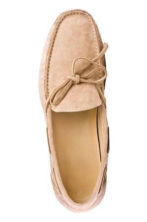 Model velvet moccasin on white backgroundの写真素材