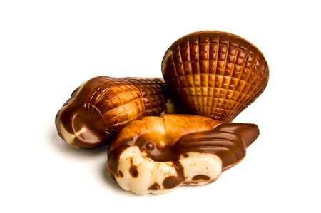Belgian chocolate candy on a white backgroundの写真素材