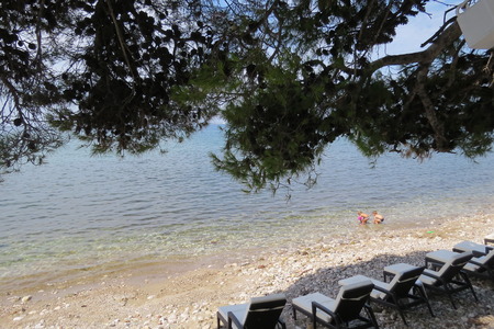 Bathing children at the Adriatic coast in Bar-city, Montenegroの写真素材