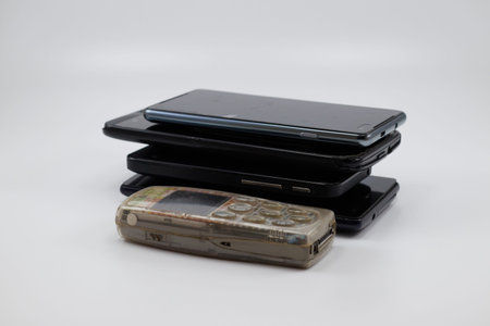 Lots of pile of cellphones