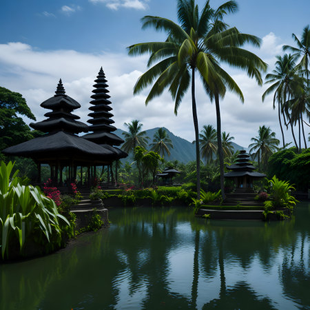 Pura Ulun Danu Bratan temple in Bali, Indonesiaの素材