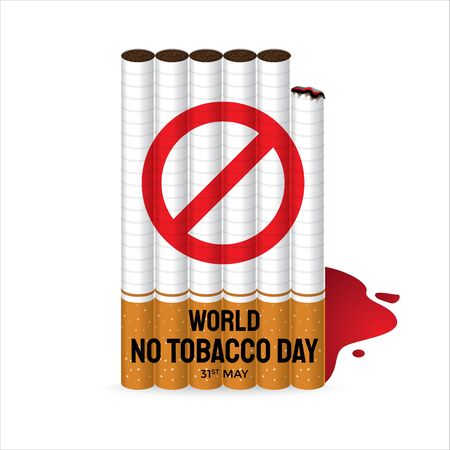 Graphic illustration of World No Tobacco Day every 31st May, killing a lot of people. Warnings about the dangers of tobacco use and encourage healthy livingのイラスト素材