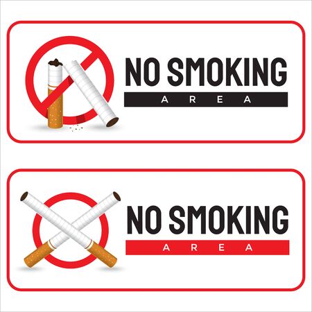 warning illustration prohibited from smoking because it endangers health. No Smoking area for sticker or bannerのイラスト素材