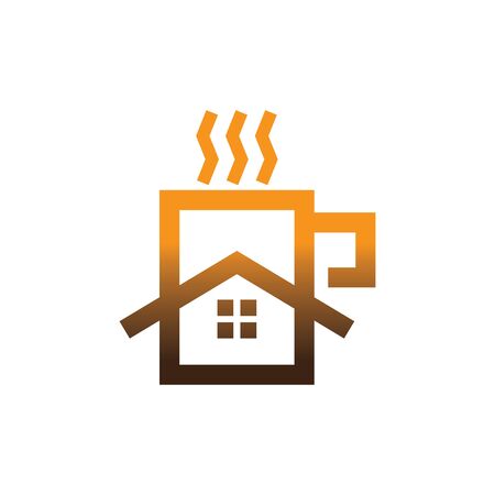 The abstract geometric logo concept of a coffee house. Minimalist design, unique.のイラスト素材