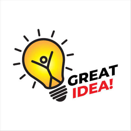 GREAT IDEA! light symbols, ideas, genius, creative thinking, looking for solutions in gradient with a white background. Great idea, a genius icon.のイラスト素材