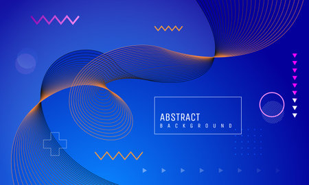 abstract orange curve lines blue background. Modern, minimalist, suitable for wallpapers, banners,...