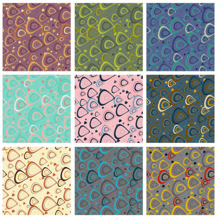Double lines oval seamless pattern with modern colour combinations. Modern geometric, minimalist, suitable for wallpapers, fabric pattern, banners, backgrounds, cards, book illustrations etc.のイラスト素材