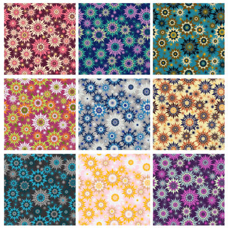Star kaleidoscope seamless pattern with modern colour combinations. Modern geometric, minimalist, suitable for wallpapers, fabric pattern, banners, backgrounds, cards, book illustrations etc.のイラスト素材