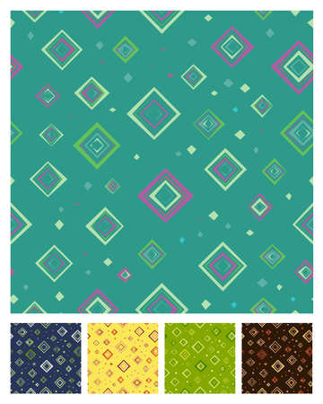 Double square line seamless pattern with colour variations. Modern geometric, minimalist, suitable for wallpapers, fabric pattern, banners, backgrounds, cards, book illustrations etc.のイラスト素材