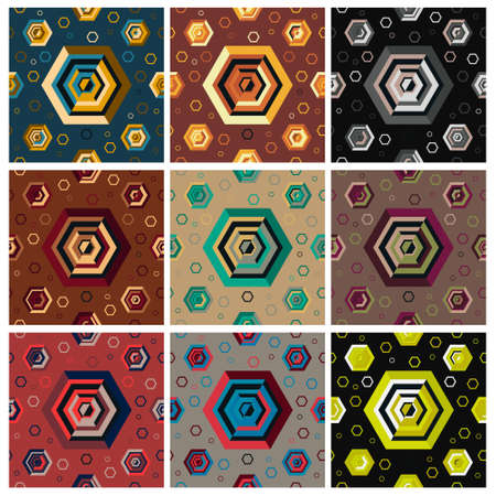 Abstract hexagonal seamless pattern with colour combinations. Modern design, minimalist, suitable for wallpapers, fabric pattern, banners, backgrounds, cards, etc.のイラスト素材