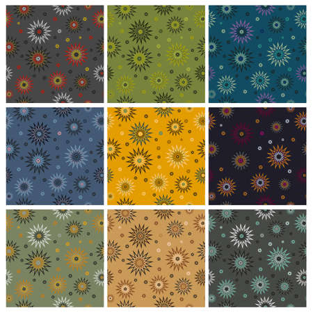 Abstract shining star seamless pattern with colour combinations. Modern design, minimalist, suitable for wallpapers, fabric pattern, banners, backgrounds, cards, etc.のイラスト素材