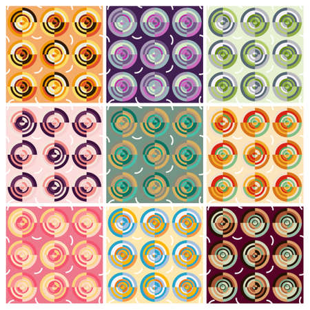 Abstract circle technology seamless pattern with colour combinations. Modern design, minimalist, suitable for wallpapers, fabric pattern, banners, backgrounds, cards, etc.のイラスト素材