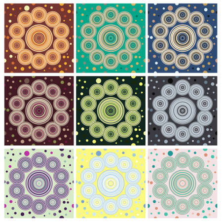 Abstract circle round seamless pattern with colour combinations. Modern design, minimalist, suitable for wallpapers, fabric pattern, banners, backgrounds, cards, etc.のイラスト素材