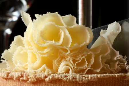 Rosette Closeup of Swiss Cheese Tete de Moineの写真素材