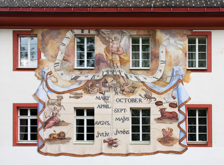St. Blasien, Germany, June, 27.2010: sundial in Baroque style, built in 1780のeditorial素材