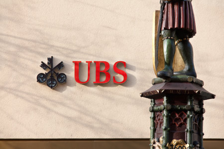 Schaffhausen, Switzerland - December 21. 2012: UBS Bank, which is one of the biggest global banks.のeditorial素材