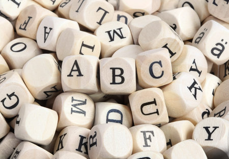 Wood letter blocks with focus on  ABC の写真素材